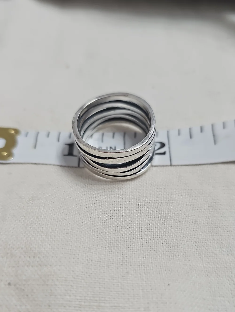 James Avery Retired 925 Sterling Silver 5 Hammer Stacked Hammered Ring